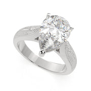 Valentina Pear Cut Solitaire Tapered Milgrain Engagement Ring Setting - Nivetta